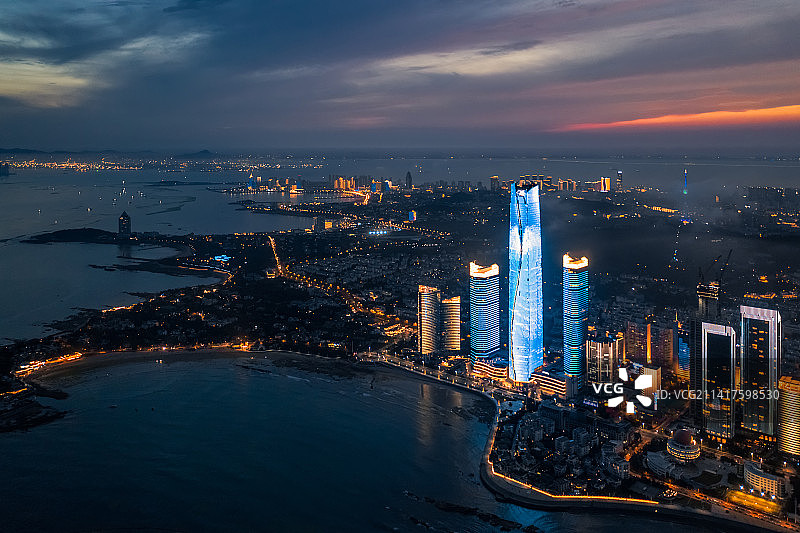 青岛 五四广场 海天中心夜景图片素材