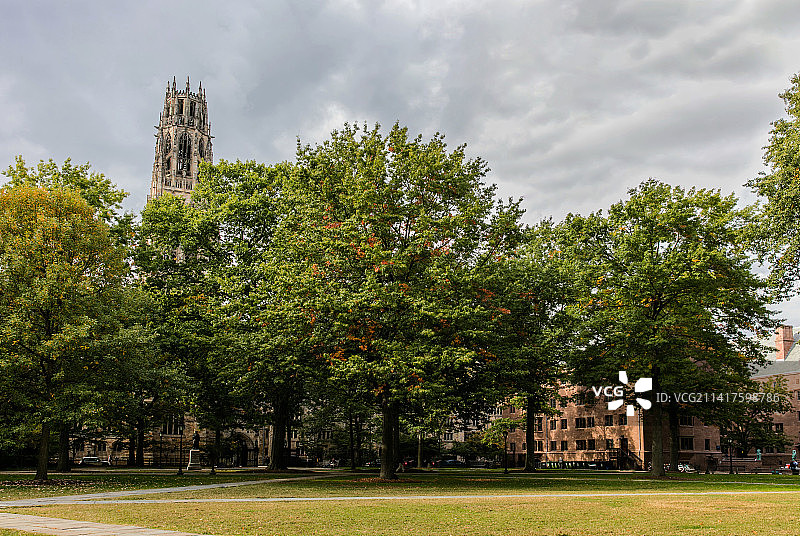 耶鲁大学的地标建筑Harkness Tower哈克尼斯塔楼图片素材