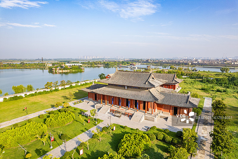 河南商丘古城应天书院高视角航拍风光图片素材