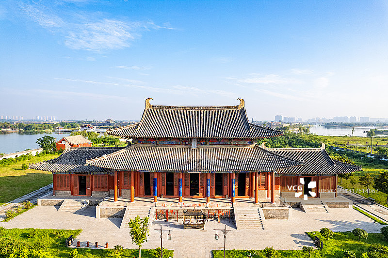 河南商丘古城应天书院高视角航拍风光图片素材