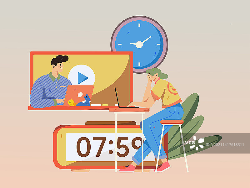 教育学习的人物扁平矢量概念手绘插画图片素材