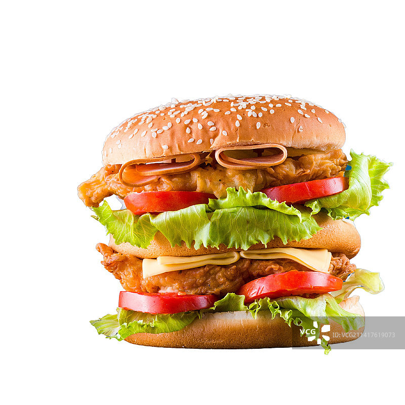 奶酪西红柿多层鸡肉汉堡，巴基斯坦图片素材
