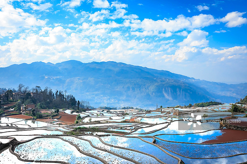 爱春蓝梯田图片素材