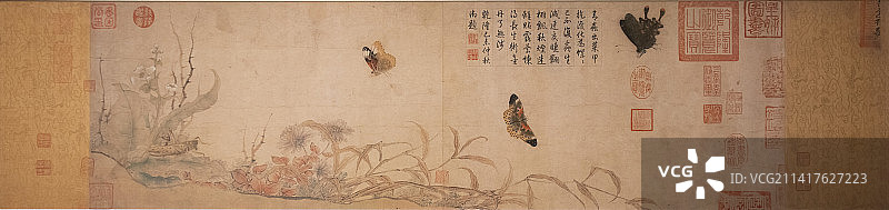 北京中国国家博物馆写生蛱蝶图宋代赵昌27.7X91.0cm故宫博物院藏品图片素材