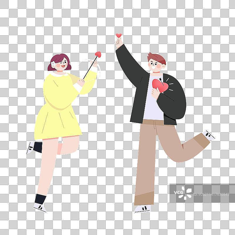 情侣爱心插画图片素材