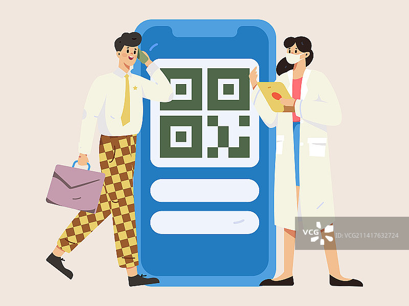 绿码医生防疫抗疫扁平矢量概念运营插画图片素材