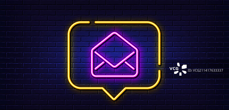 邮件线性图标消息标志霓虹灯图片素材