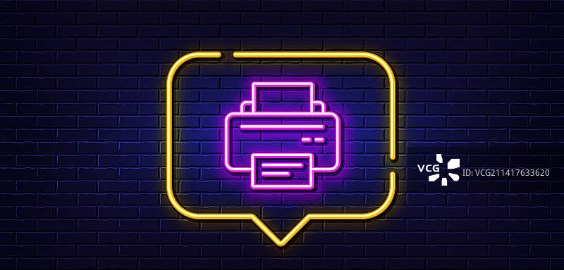 打印机图标打印设备霓虹灯标志图片素材