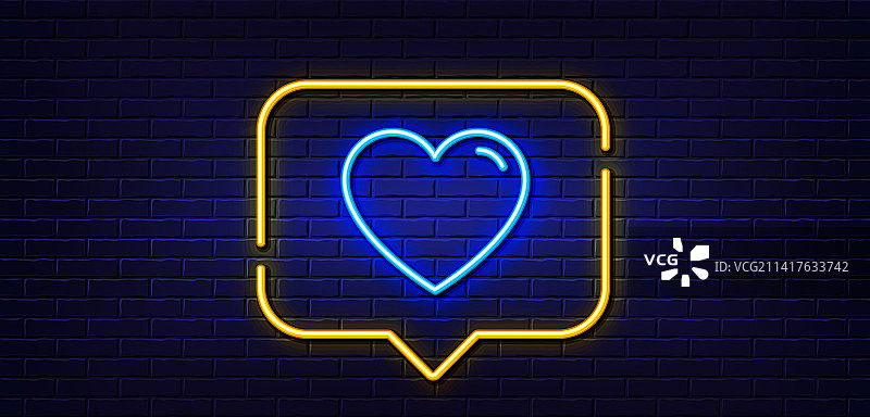 心形线条图标，爱心符号霓虹灯语音图片素材
