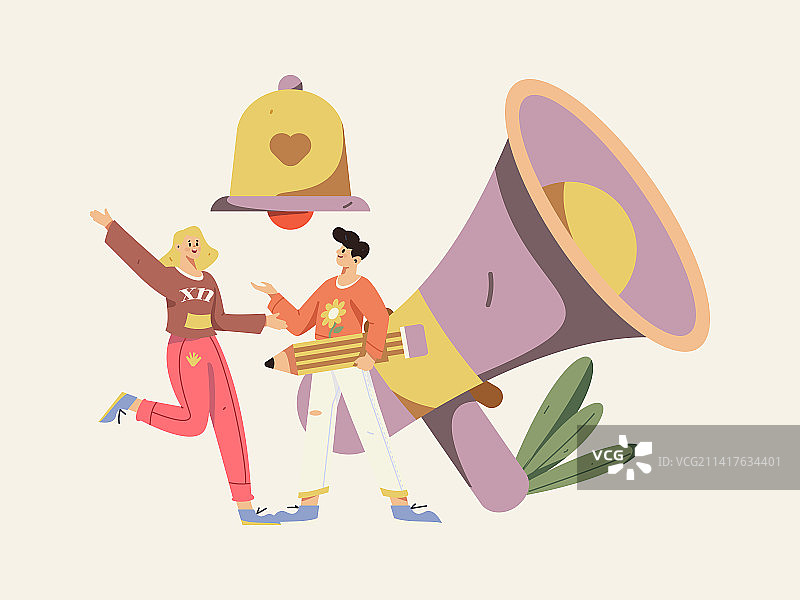 通知公告矢量创意扁平手绘插画图片素材