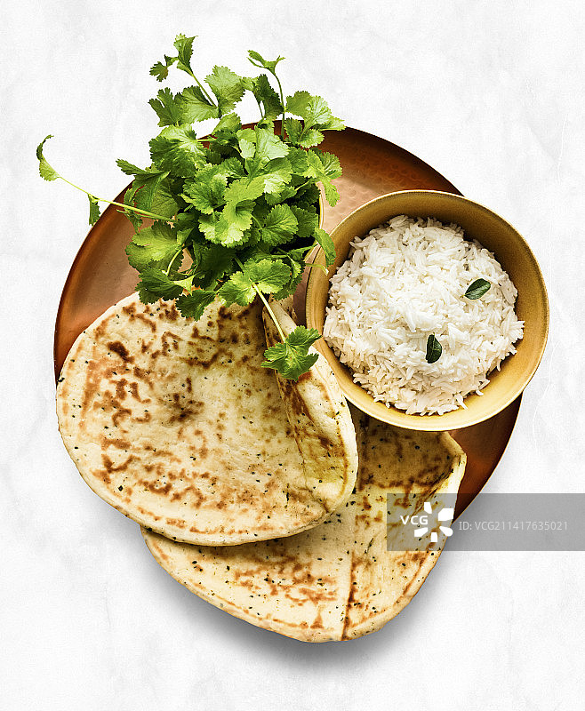 扁平面包和米饭样机，自制印度、罗马尼亚风味图片素材