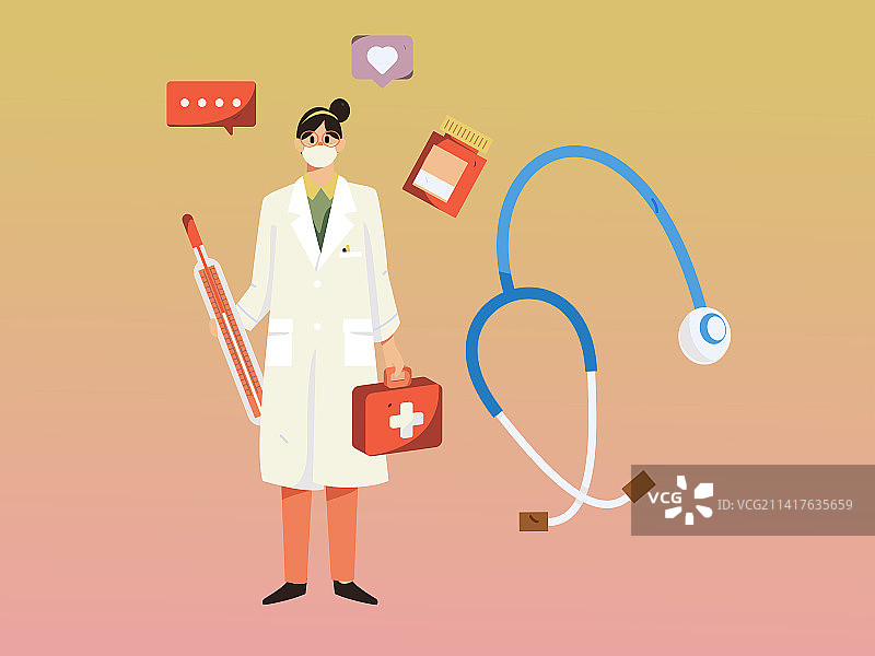 医疗人物抗疫扁平矢量概念运营手绘插画图片素材