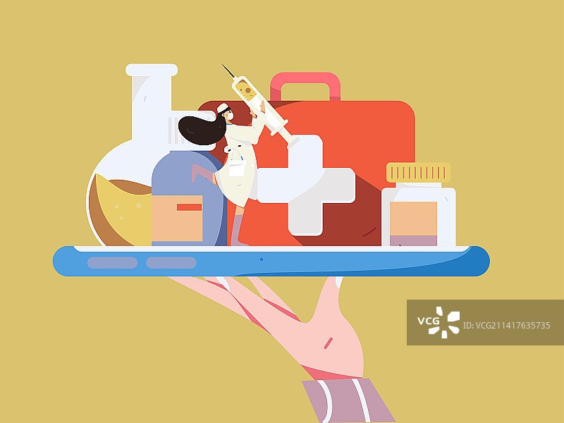 医疗人物抗疫扁平矢量概念运营手绘插画图片素材