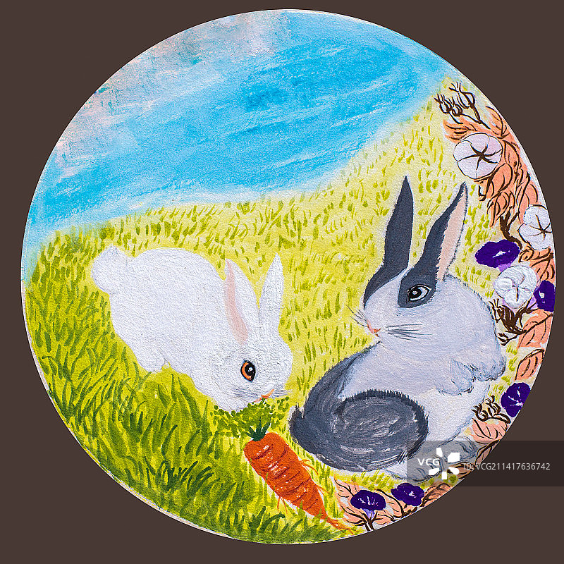 水彩画小白兔图片素材
