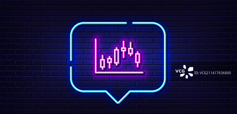 霓虹灯金融图表的蜡烛图线条图标图片素材