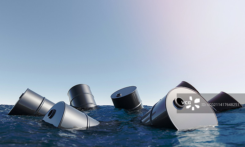 漂浮在海面上的油桶，罗马尼亚图片素材