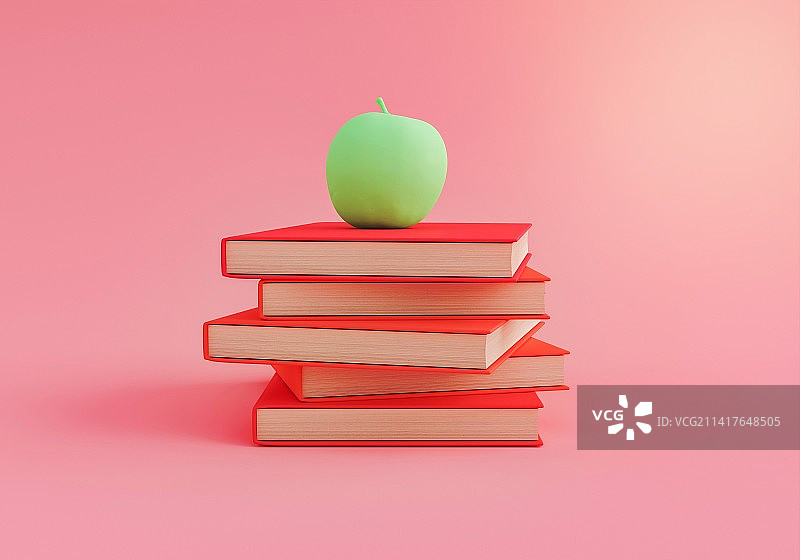 极简书籍与顶部的苹果，罗马尼亚图片素材