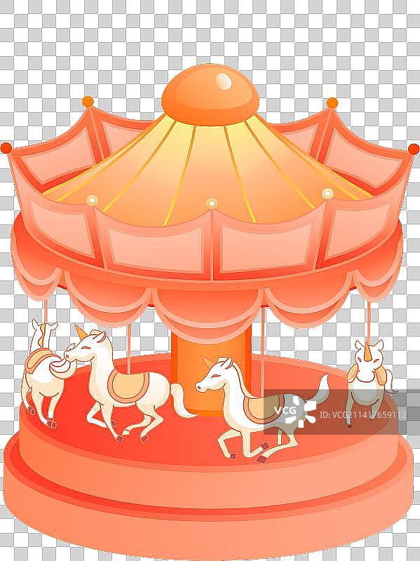 游乐场元素-旋转木马-儿童节图片素材