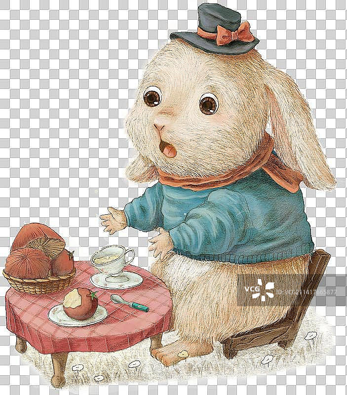 可爱拟人兔子角色插图图片素材