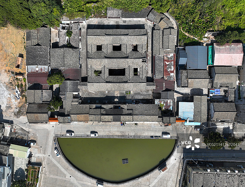 广东省深圳市龙岗区八群堂泮浪世居航拍图片素材