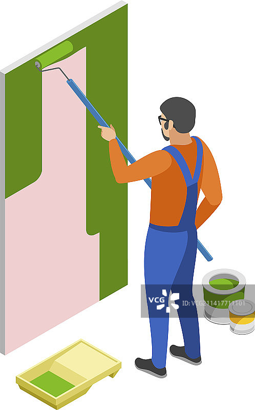 墙壁粉刷维修工构图图片素材