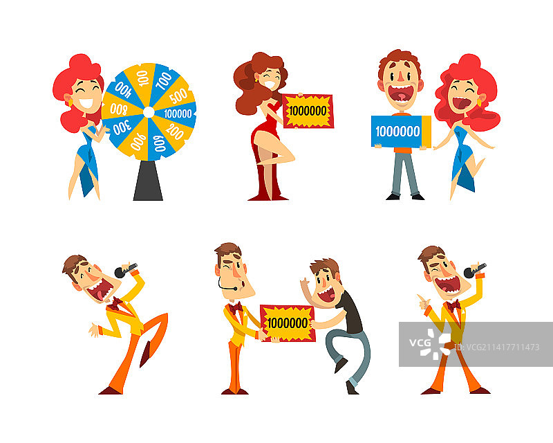 男子主持的彩票节目，配有麦克风图片素材