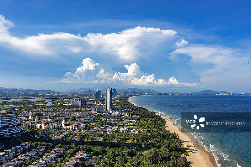 三亚海棠区航拍城市风光图片素材