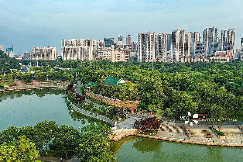 湖北省武汉市汉阳古琴台航拍图片素材