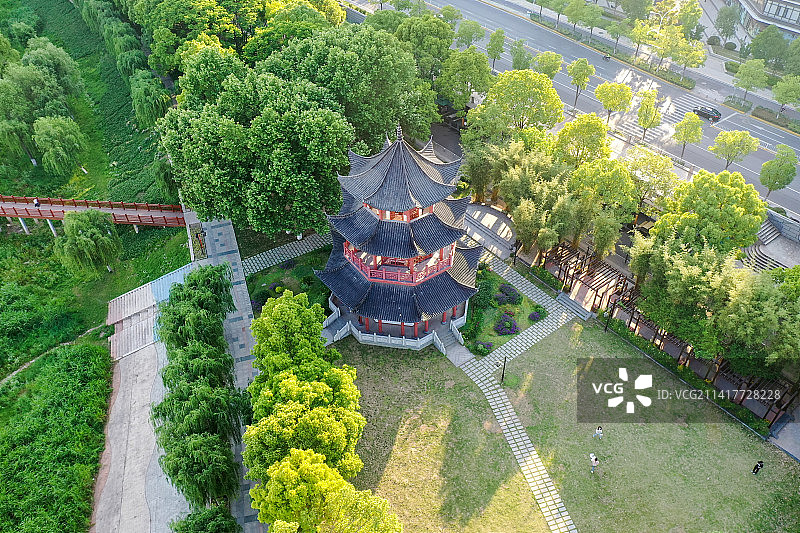 航拍武汉市汉阳区烟波亭图片素材