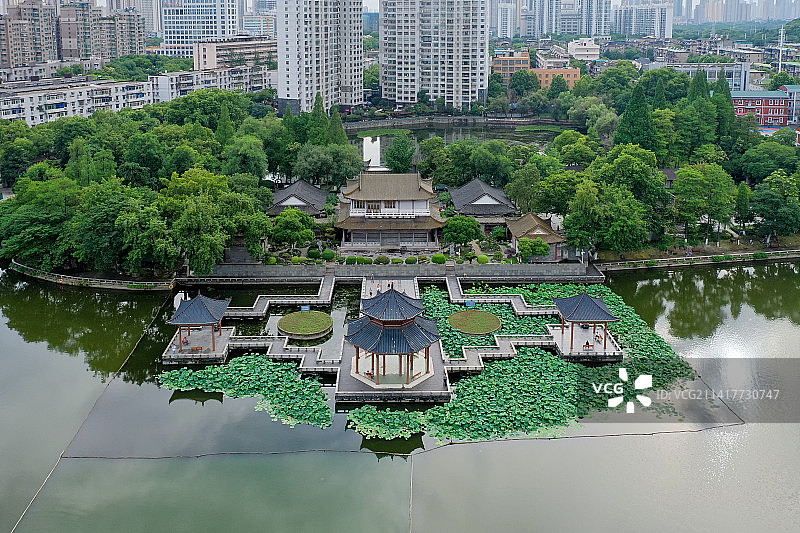 航拍武汉莲花湖公园图片素材
