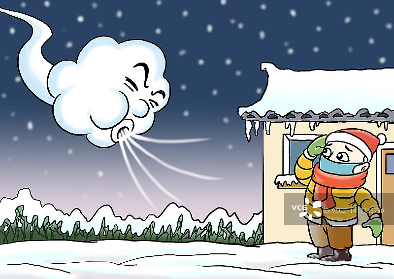 大风降温降雪寒流图片素材