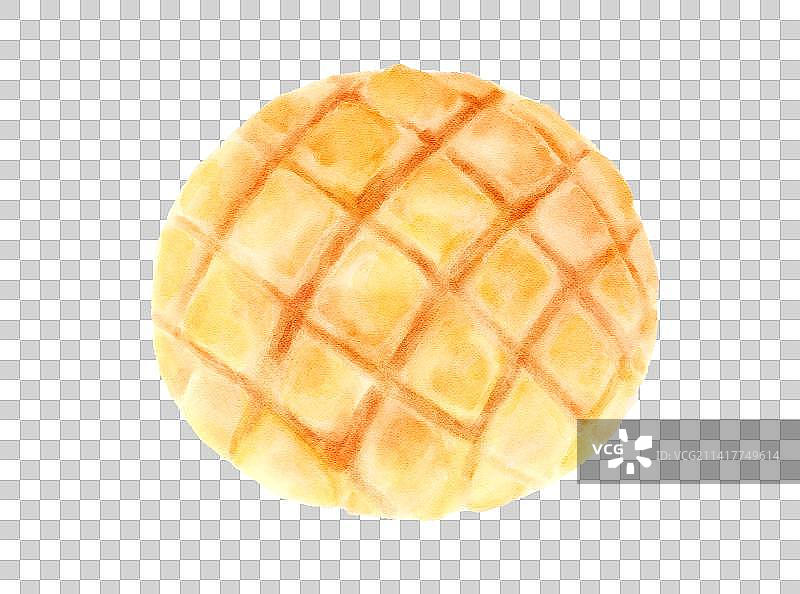 写实水彩菠萝包面包免扣元素图片素材