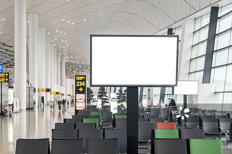 机场候机大厅空白电视广告牌图片素材