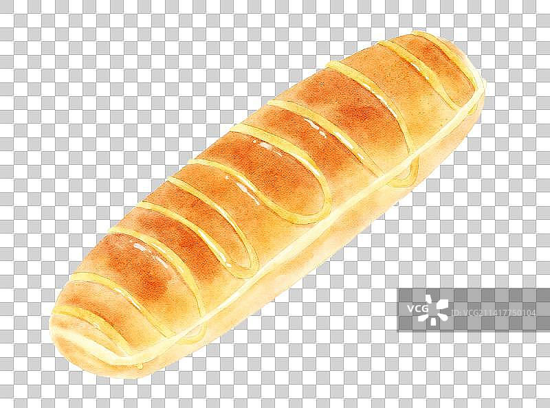 写实水彩画毛毛虫长面包图片素材