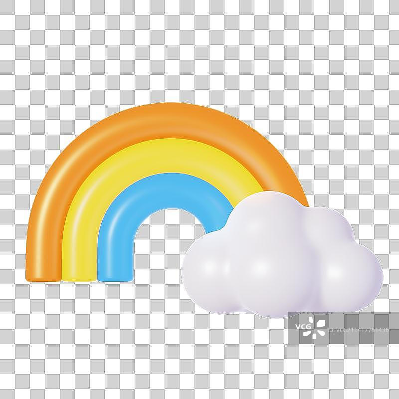 3D Rainbow with cloud图片素材
