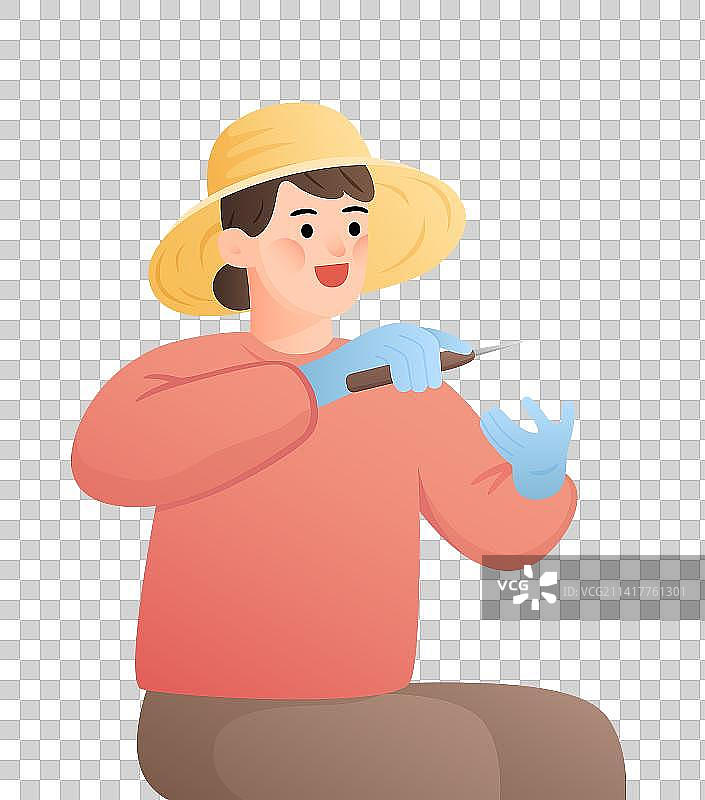 手拿剪刀的开心果农图片素材