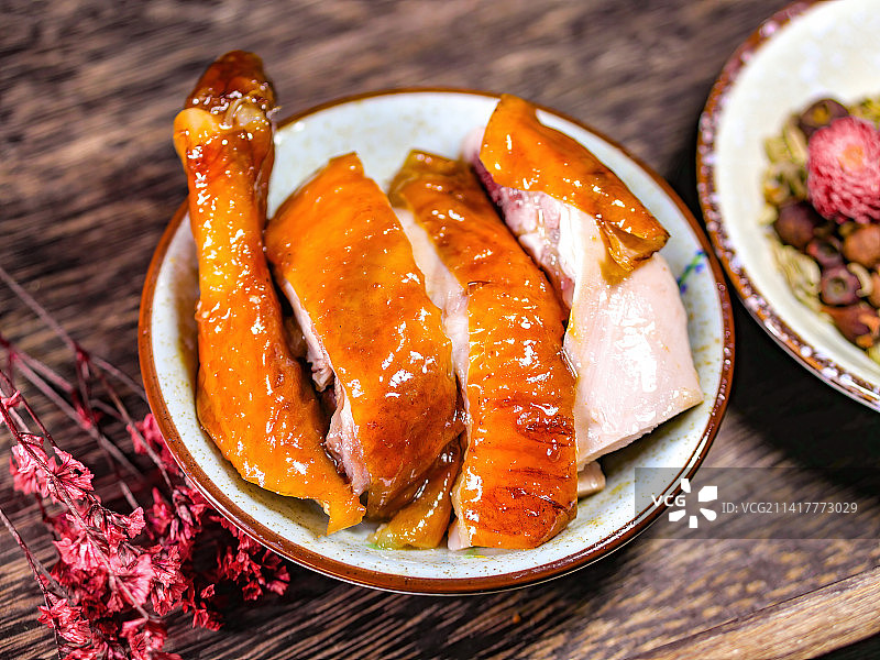粤菜传统食品玫瑰豉油鸡卤水鸡肉红烧鸡块广东广州传统地道美食酱油卤清远鸡西关荔湾名物正宗广府家乡味道图片素材