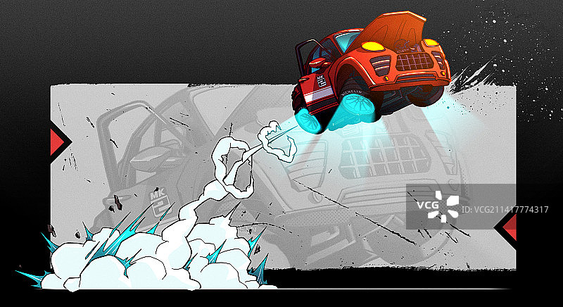 冲飞的红色汽车图片素材