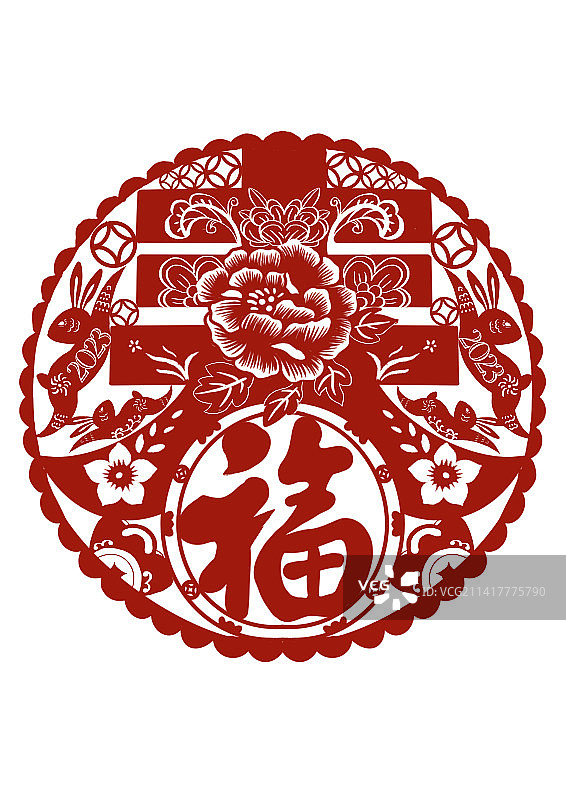 兔年春节剪纸图片素材