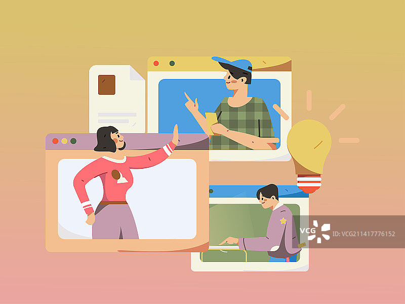 商务工作的人物扁平矢量概念运营手绘插画图片素材