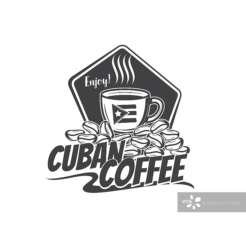 古巴咖啡馆酒吧菜单或咖啡包装图标图片素材