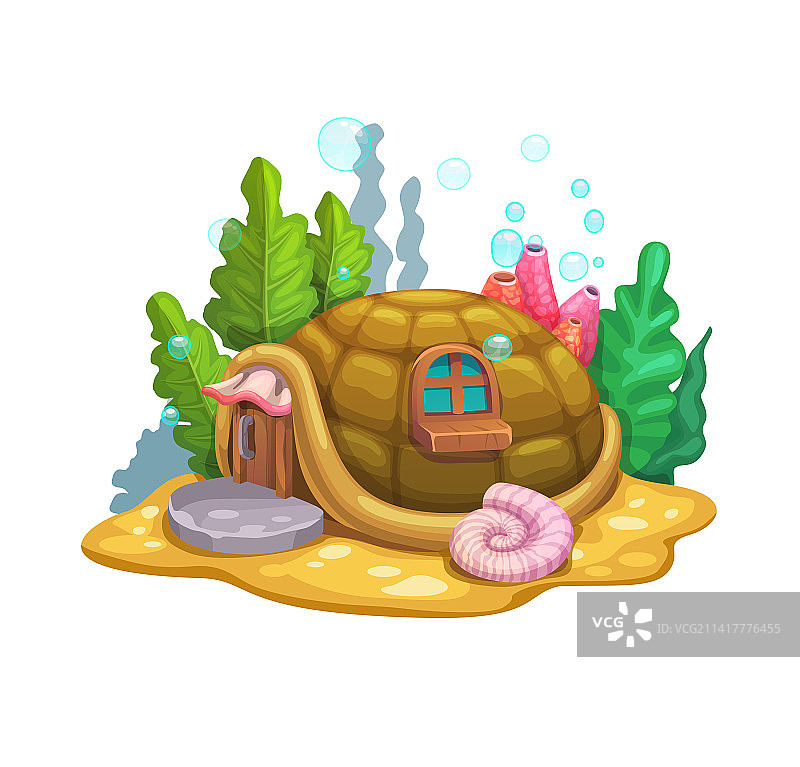 卡通水下龟壳童话屋图片素材