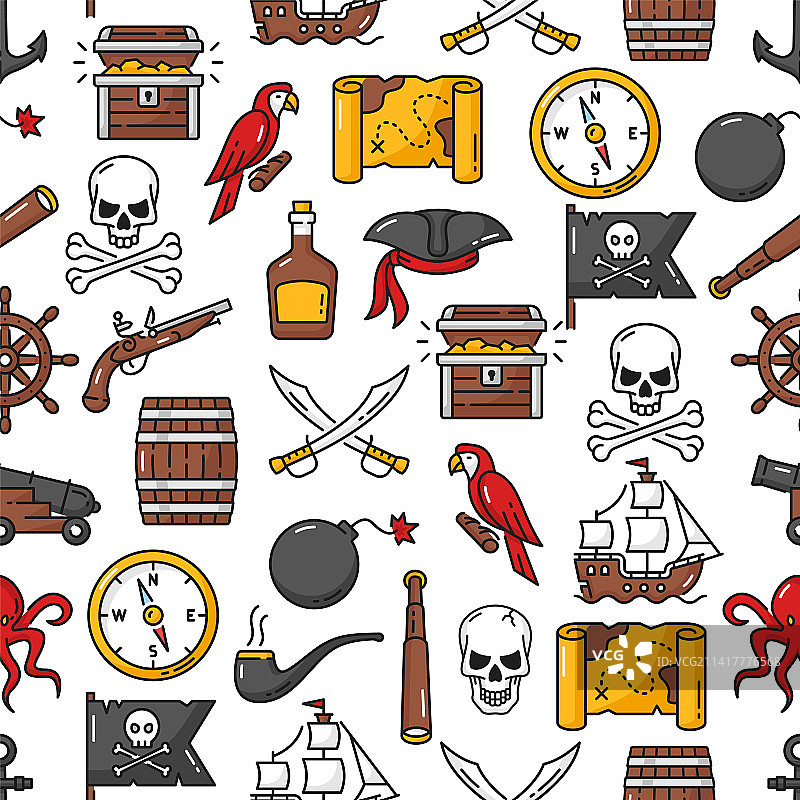 加勒比海盗无缝图案图片素材