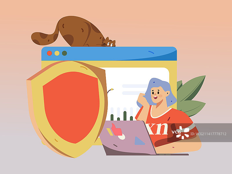 商务网络安全人物扁平矢量概念运营手绘插画图片素材