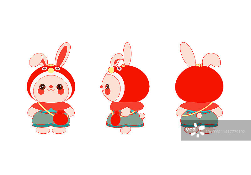 ip设计福来兔三视图图片素材