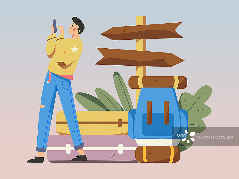 节假日旅游出行人物互联网背景矢量手绘插画图片素材