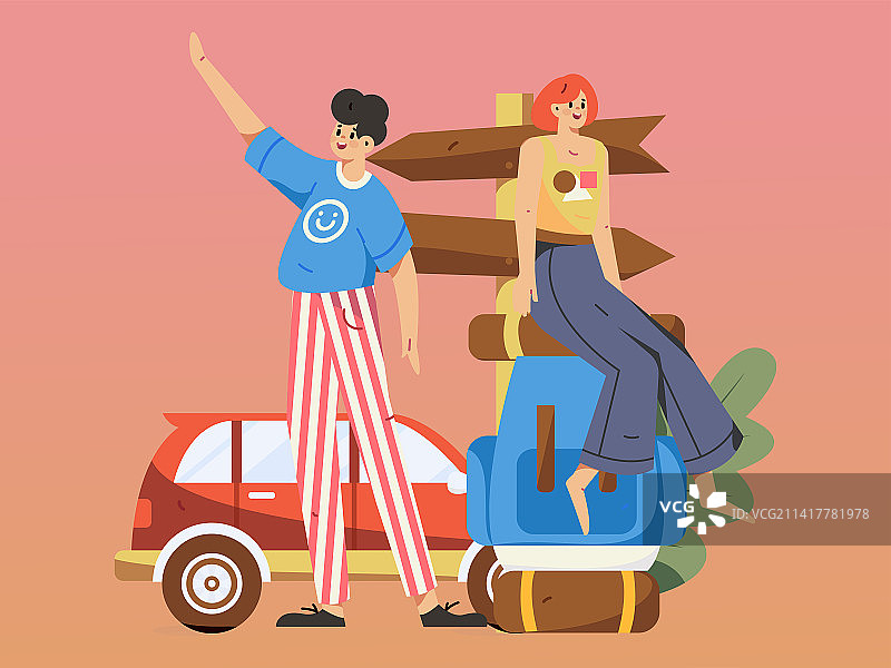 节假日旅游出行人物互联网背景矢量手绘插画图片素材