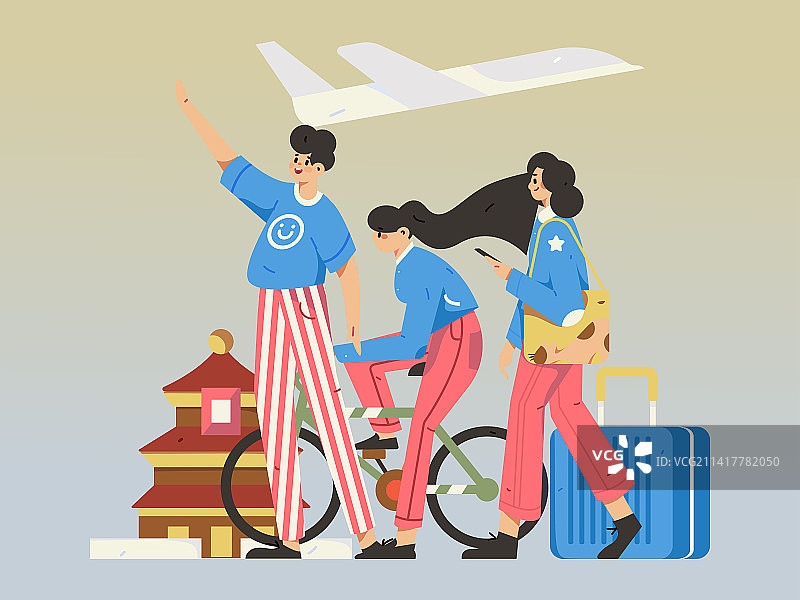 节假日旅游出行人物互联网背景矢量手绘插画图片素材