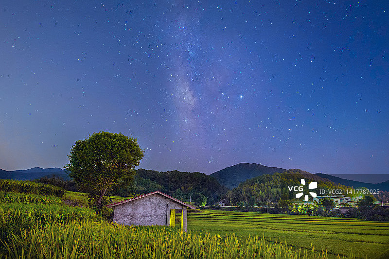 福建三明永安曹远上墩村星空图片素材