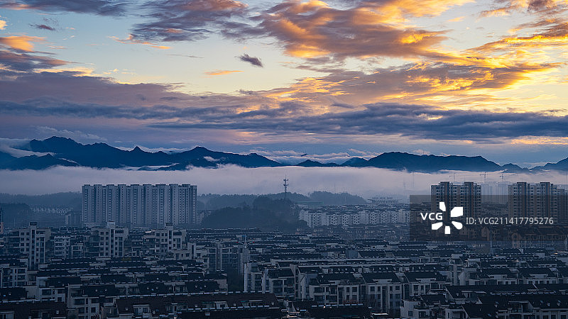 黄山屯溪日落晚霞图片素材